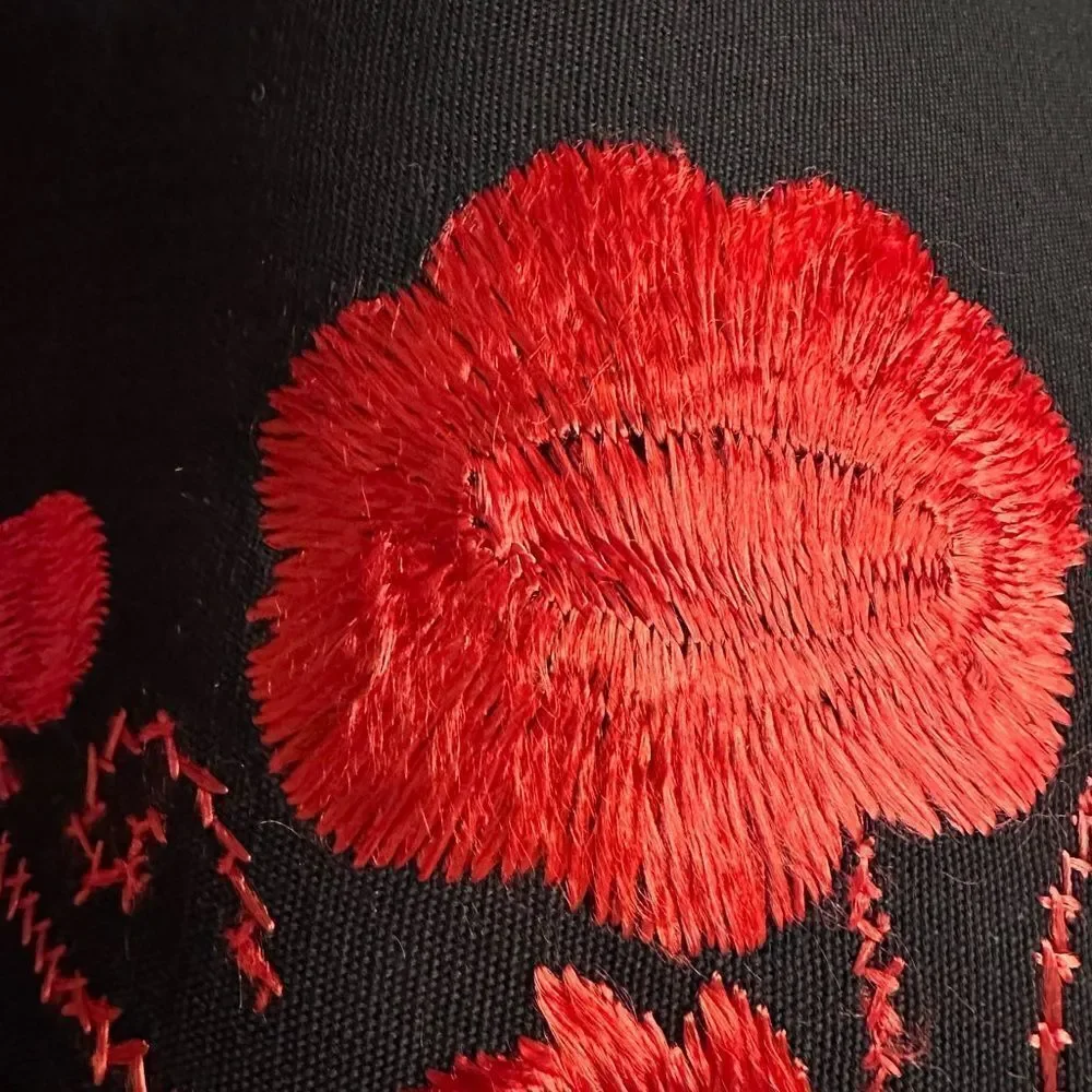 Vintage Black Floral Embroidered Table Runner